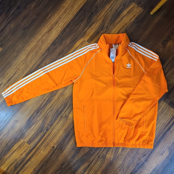 Adidas orange windbreaker sz L ED6084 NWT - Picture 2 of 5